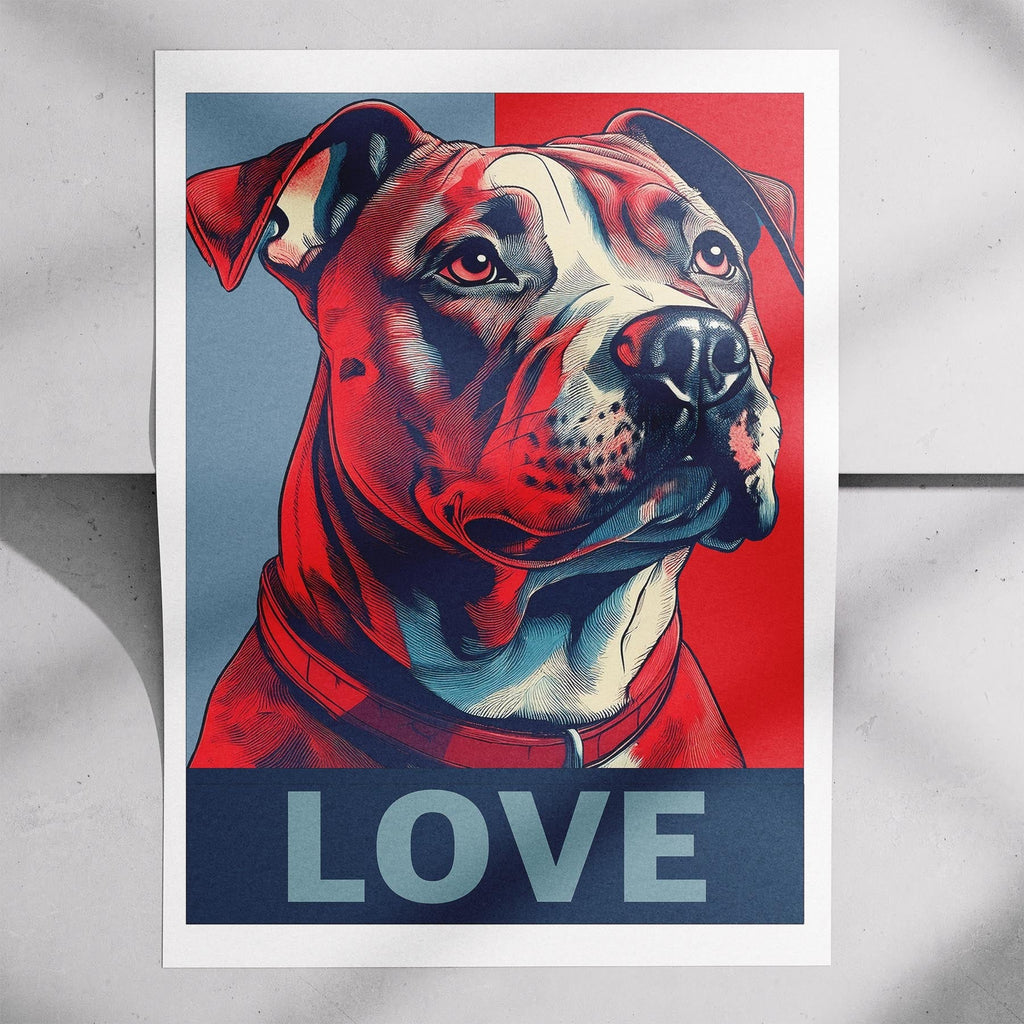 Staffordshire Bull Terrier LOVE Series Inspired by the Obama Poster image 7