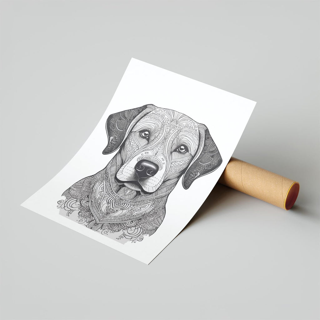 Labrador Retriever Mandala Black and White Dog Series image 6