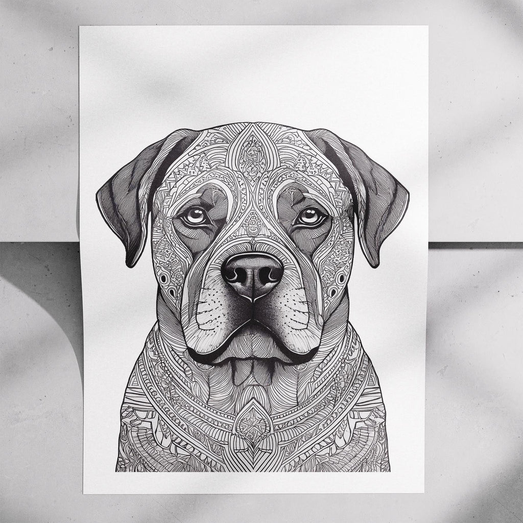 Bullmastiff Mandala Black and White Dog Series image 7
