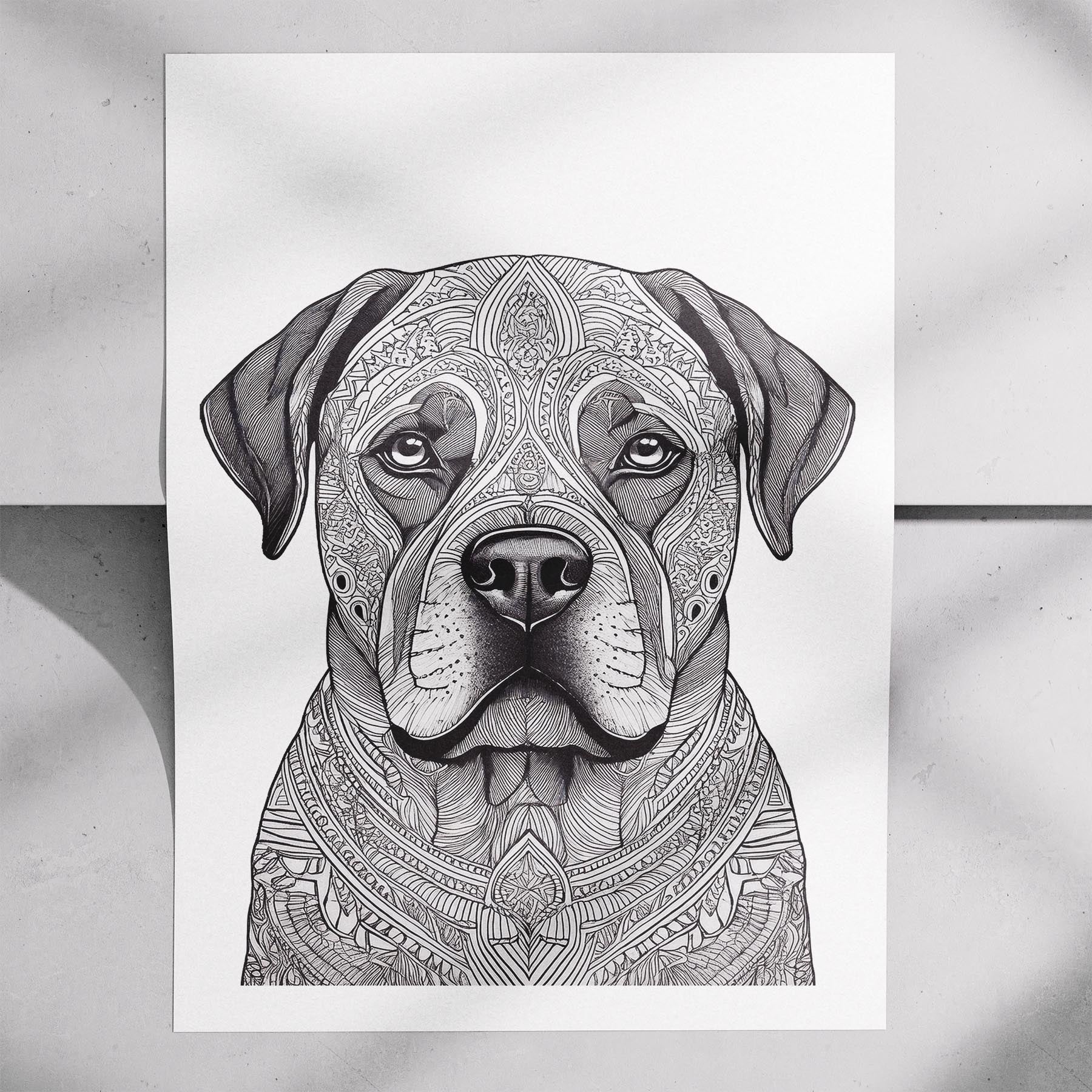 Bullmastiff Mandala Black and White Dog Series image 7