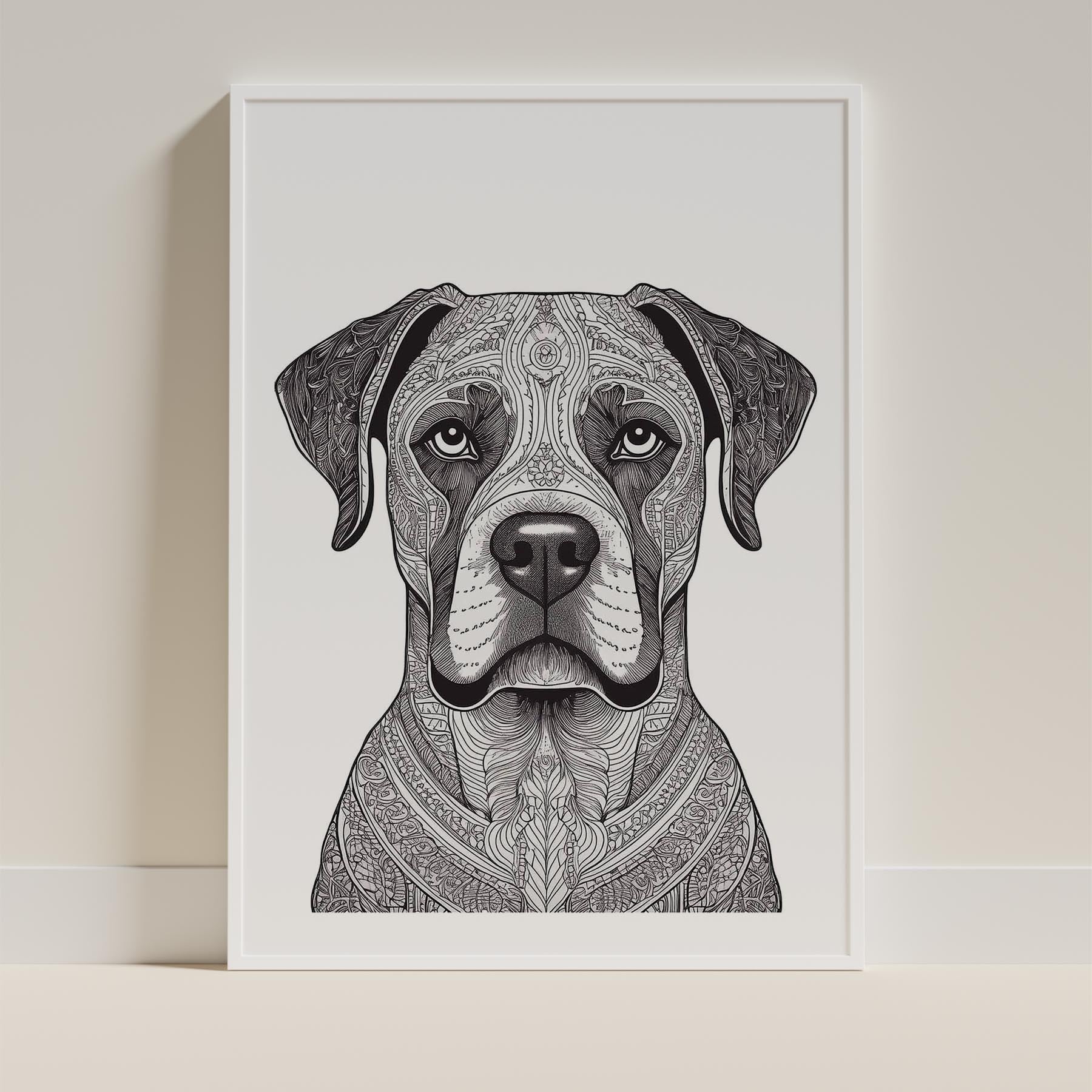 Boxer Mandala Black and White Dog Series image 9