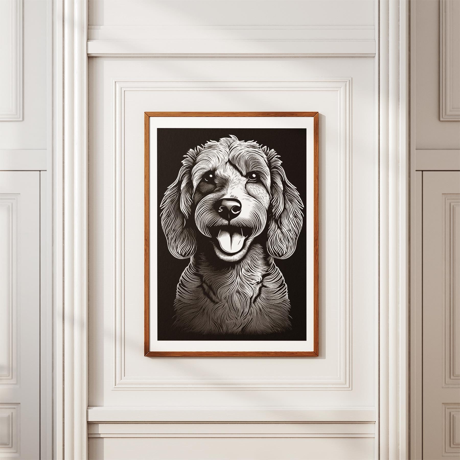 Cavoodle Line Dog Series in Black and White image 3
