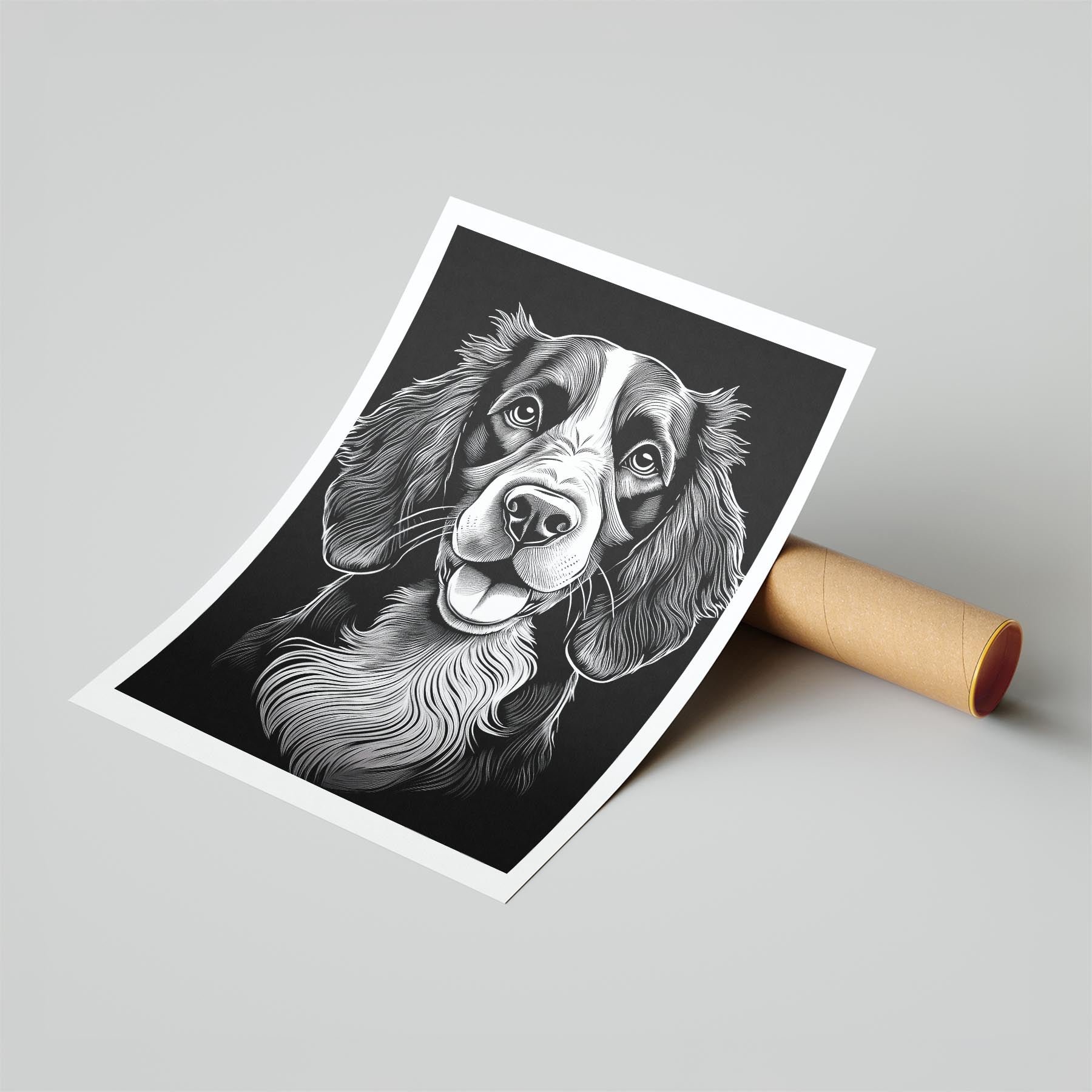 English Springer Spaniel Line Dog Series in Black and White image 6