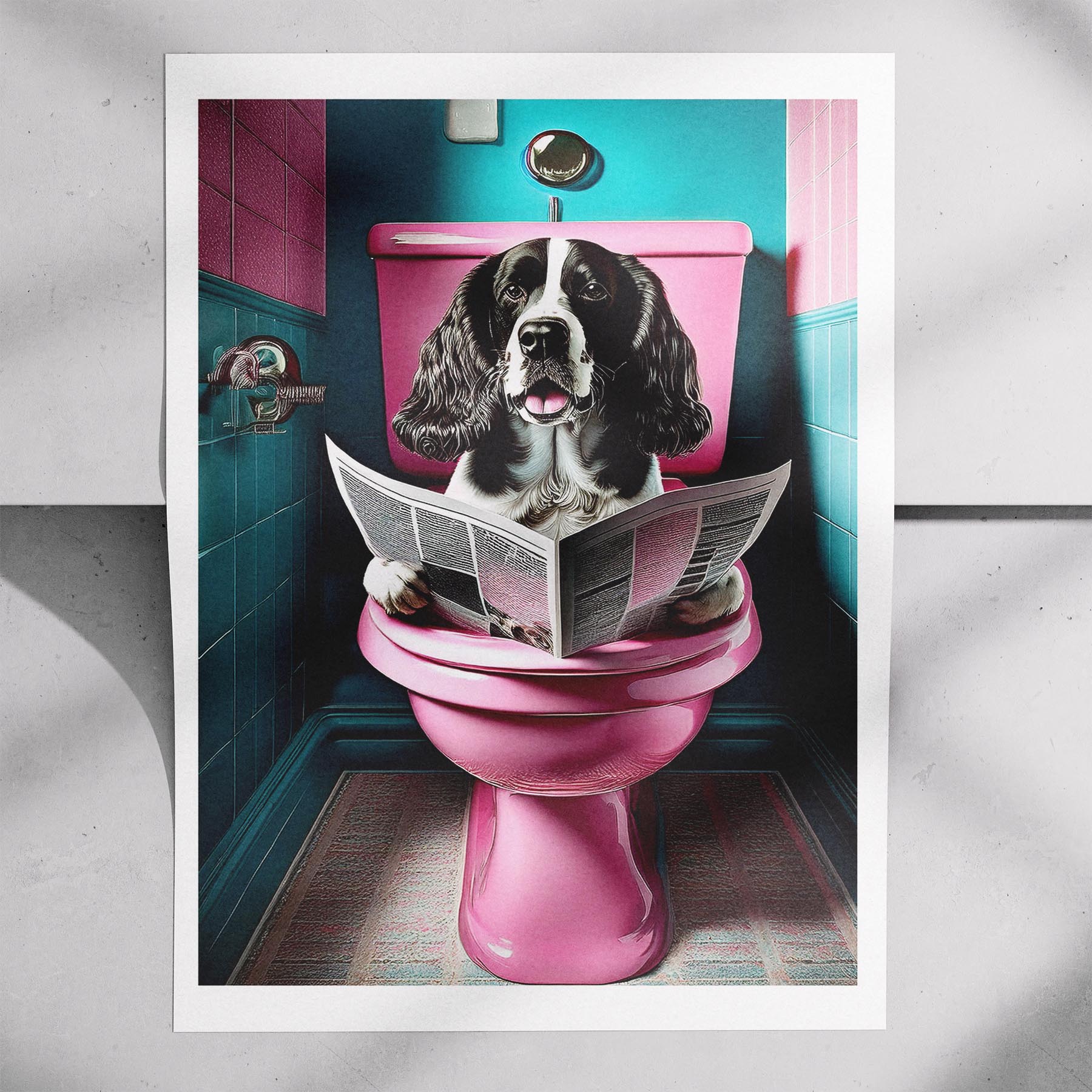English Springer Spaniel Toilet Dogs PInk and Turquise image 7