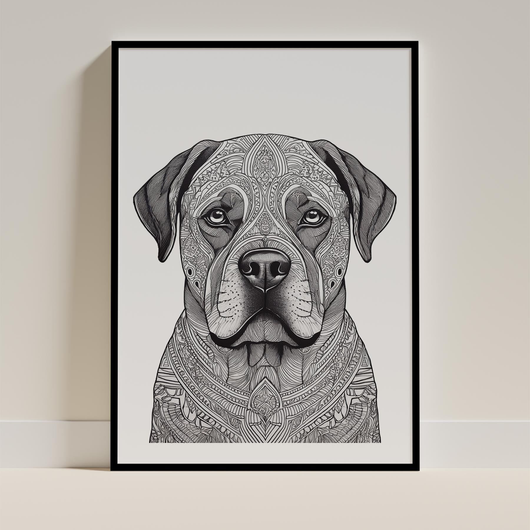 Bullmastiff Mandala Black and White Dog Series image 0