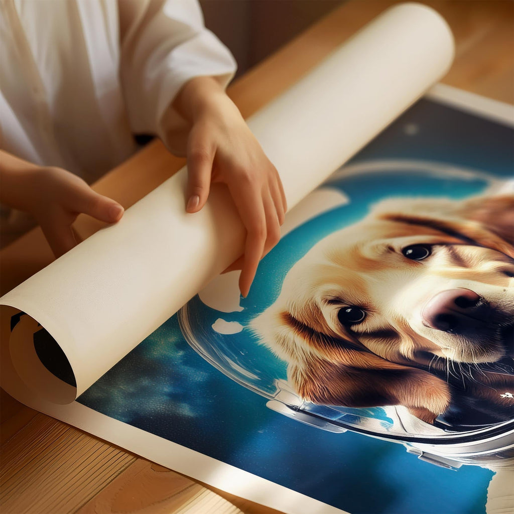 Curly Coated Retriever Astronaut Dog Series with Text Astro Dog image 1