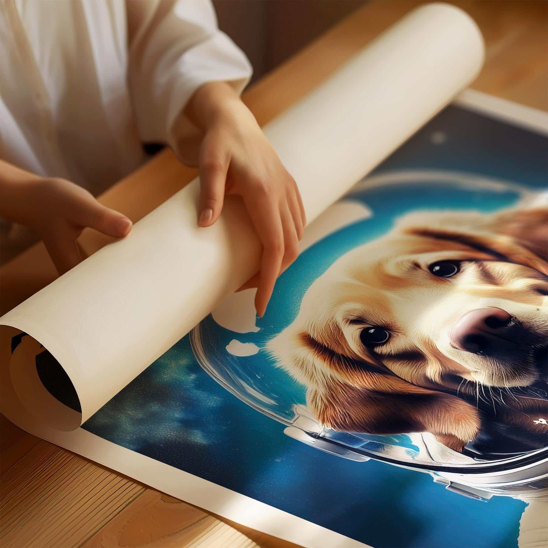 Curly Coated Retriever Astronaut Dog Series with Text Astro Dog image 1