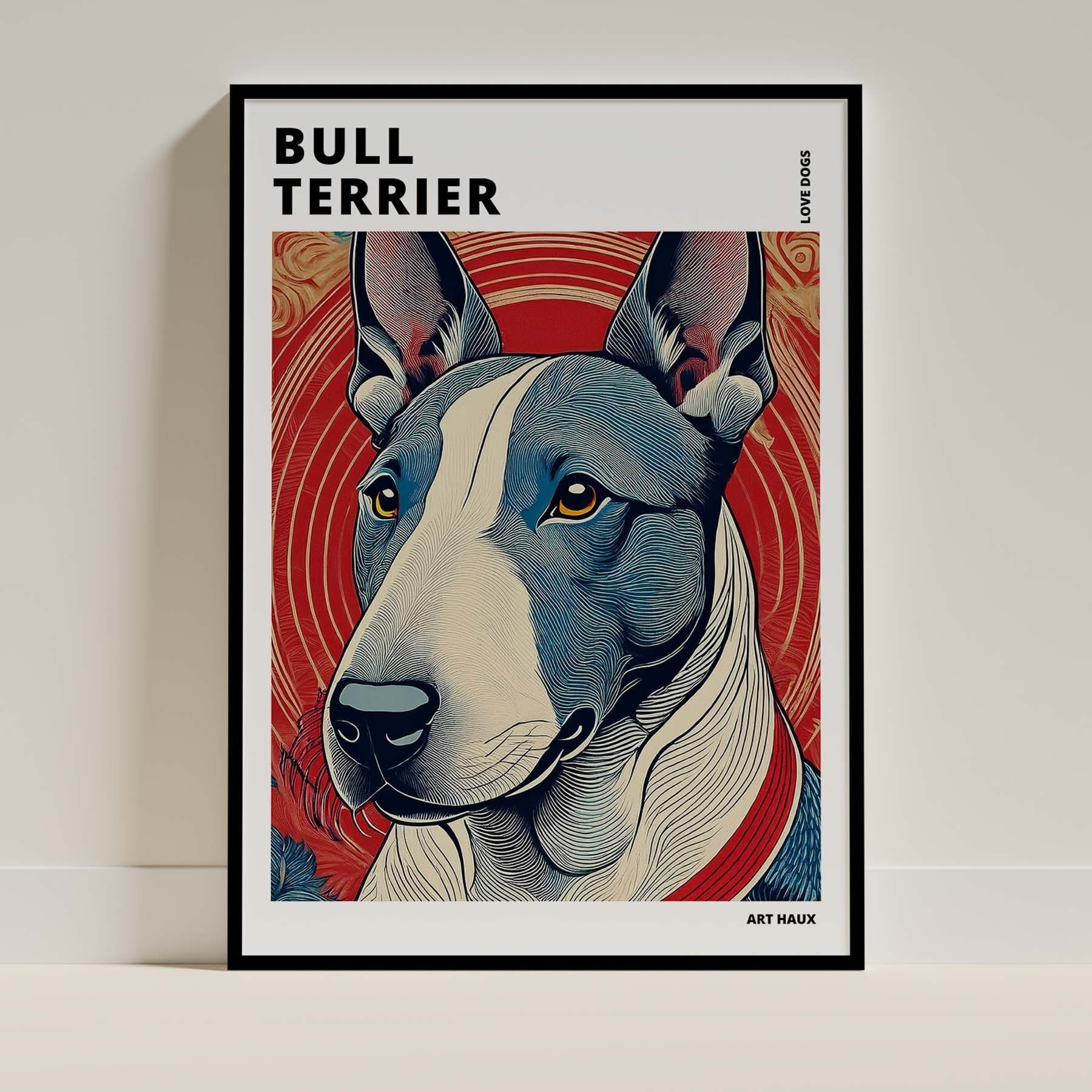 Bull Terrier Hokusai Japanese Inspired Dog Series with Text image 0
