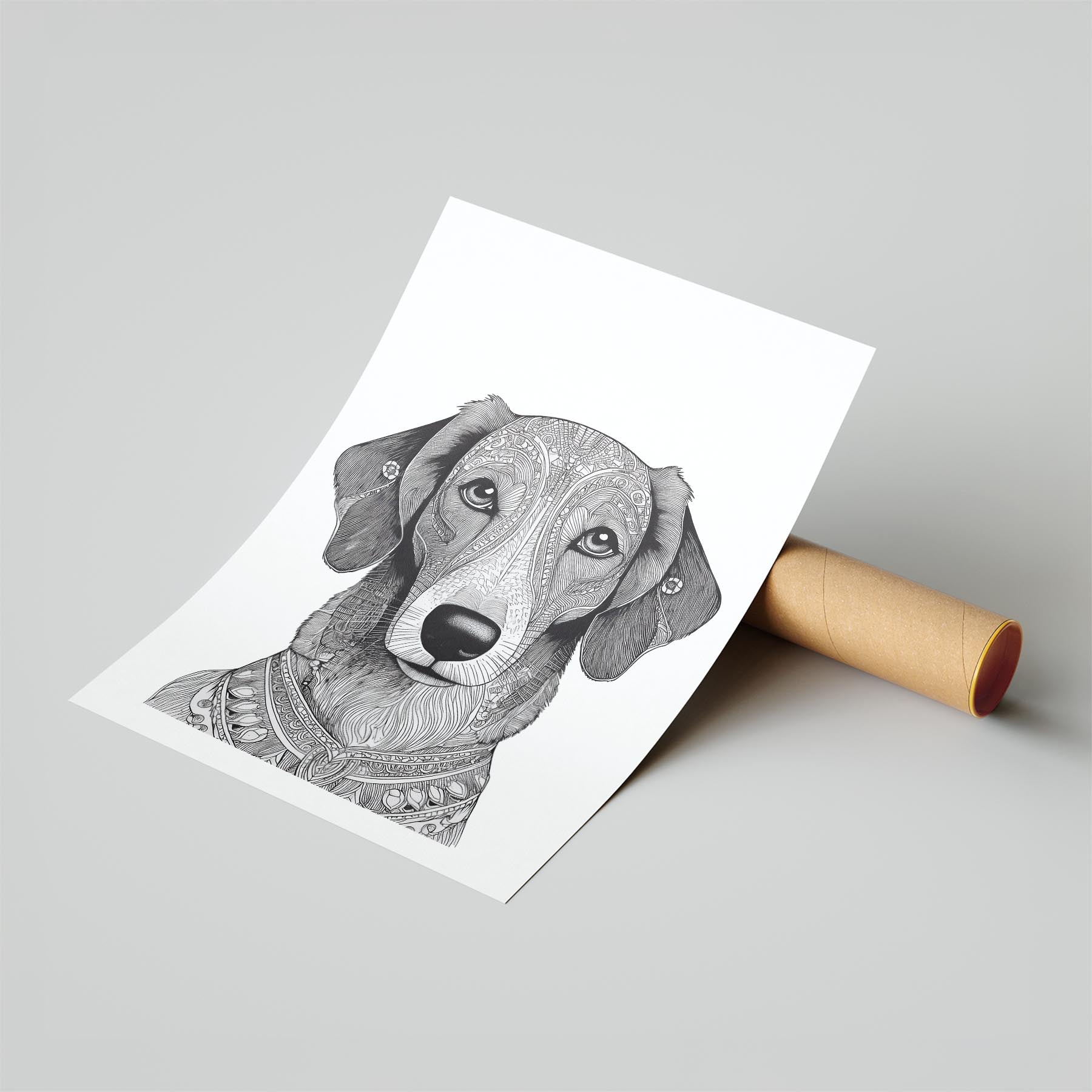 Borzoi Mandala Black and White Dog Series image 6