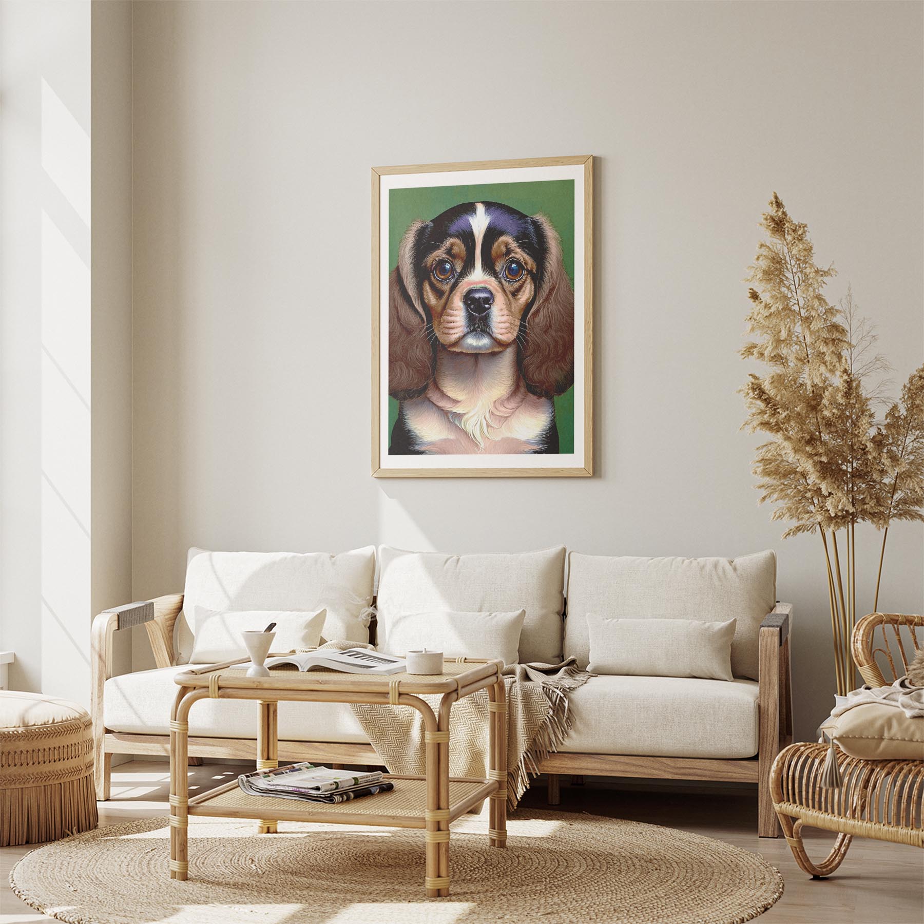 Cavalier Spaniel Green Painted Series image 2