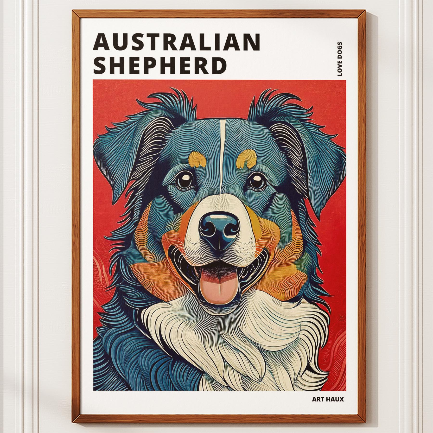Australian Shepherd Hokusai Japanese Inspired Dog Series with Text image 9