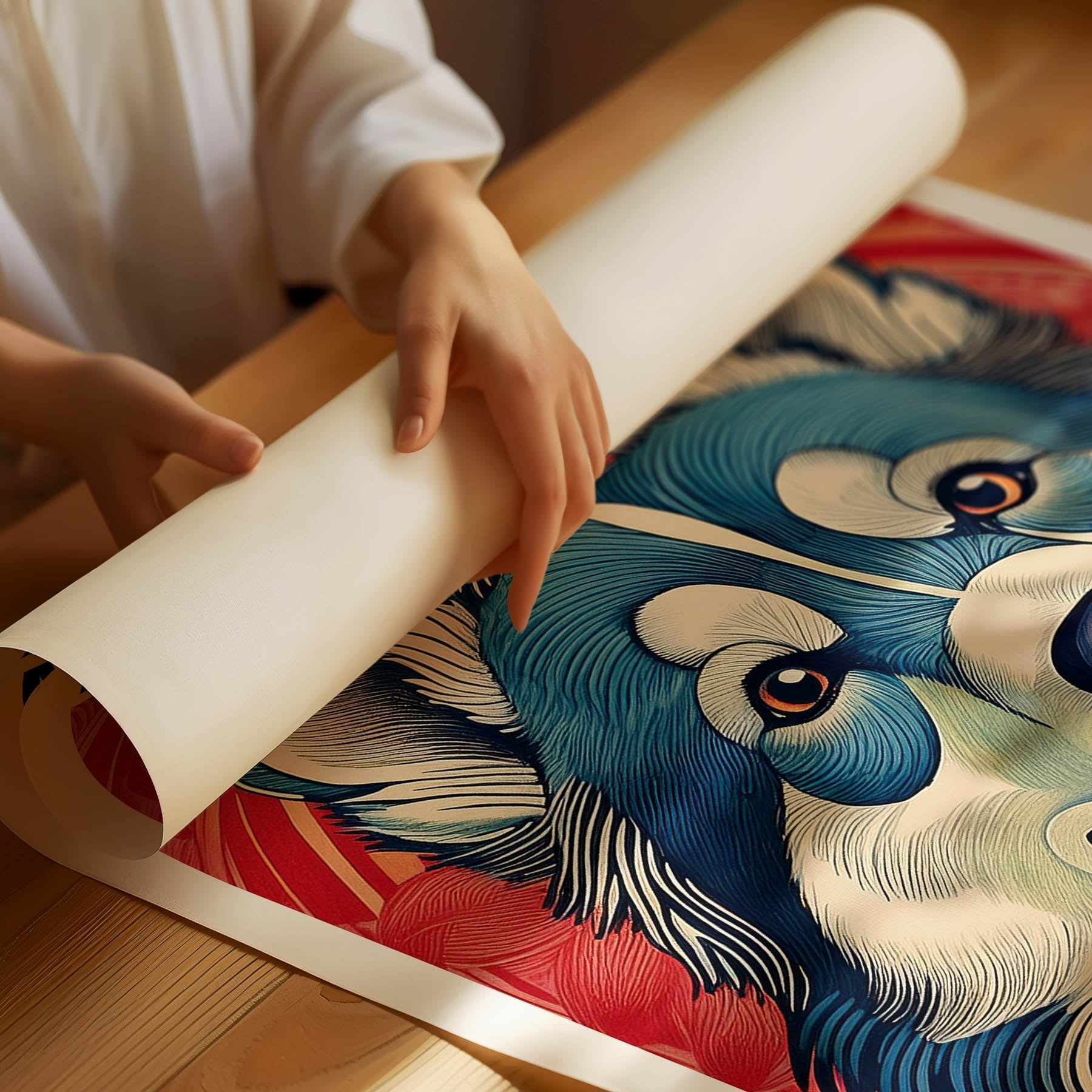 Alaskan Malamute Hokusai Japanese Inspired Dog Series with Text image 1