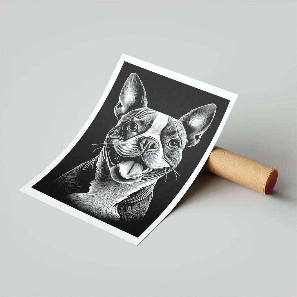 Boston Terrier Line Dog Series in Black and White image 6