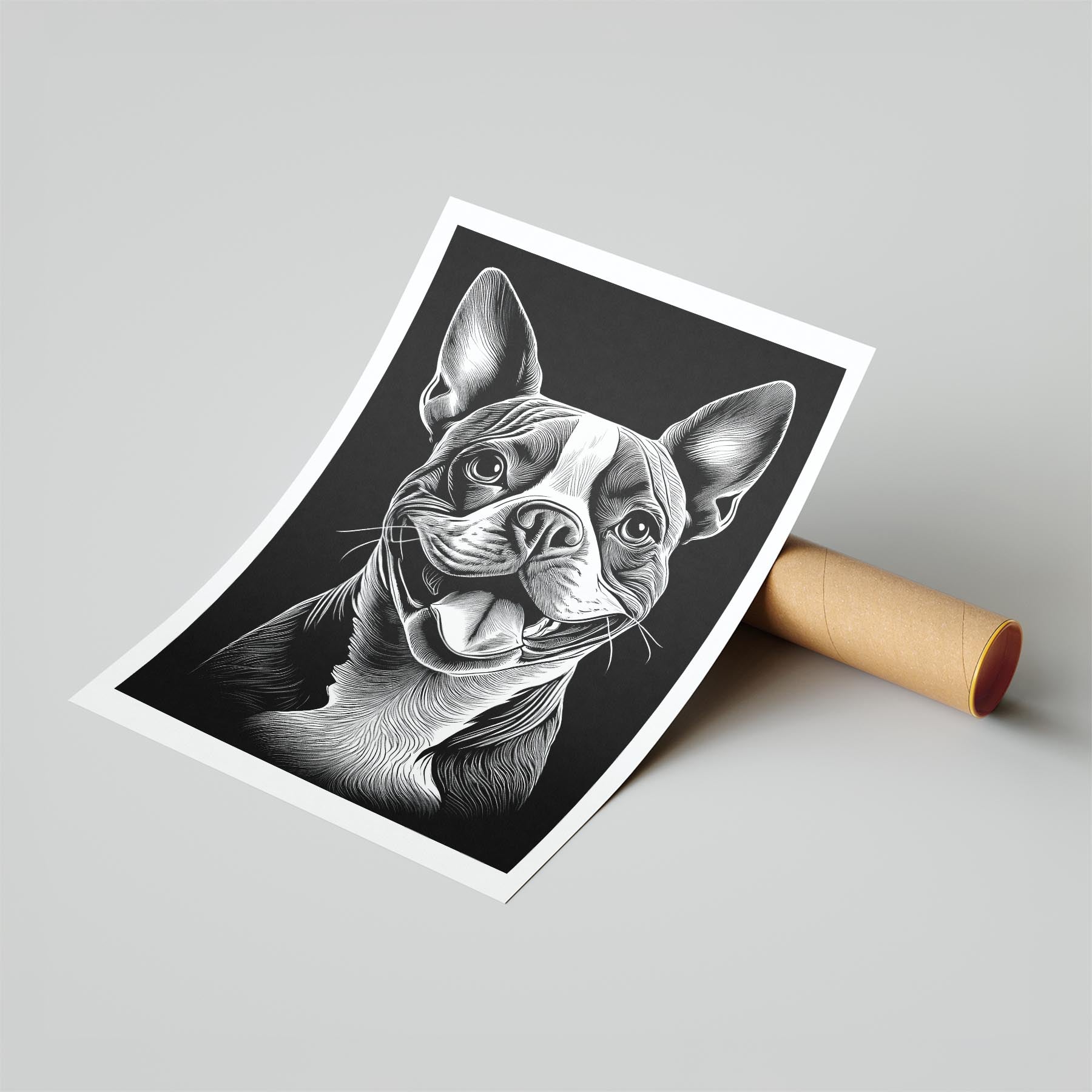 Boston Terrier Line Dog Series in Black and White image 6