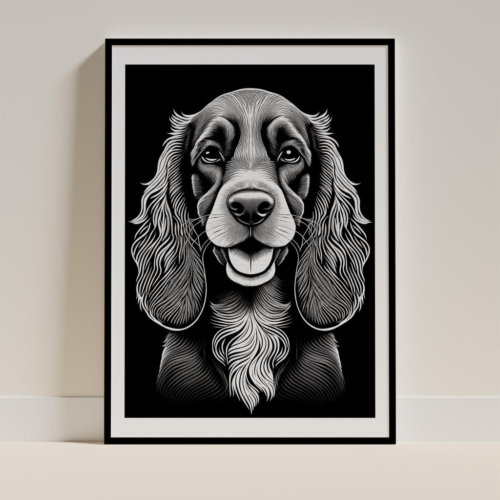 Cocker Spaniel Line Dog Series in Black and White image 0