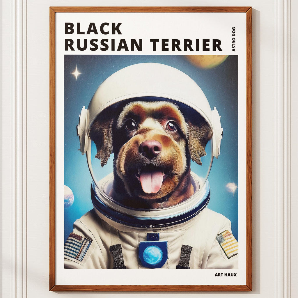 Black Russian Terrier Astronaut Dog Series with Text Astro Dog image 10