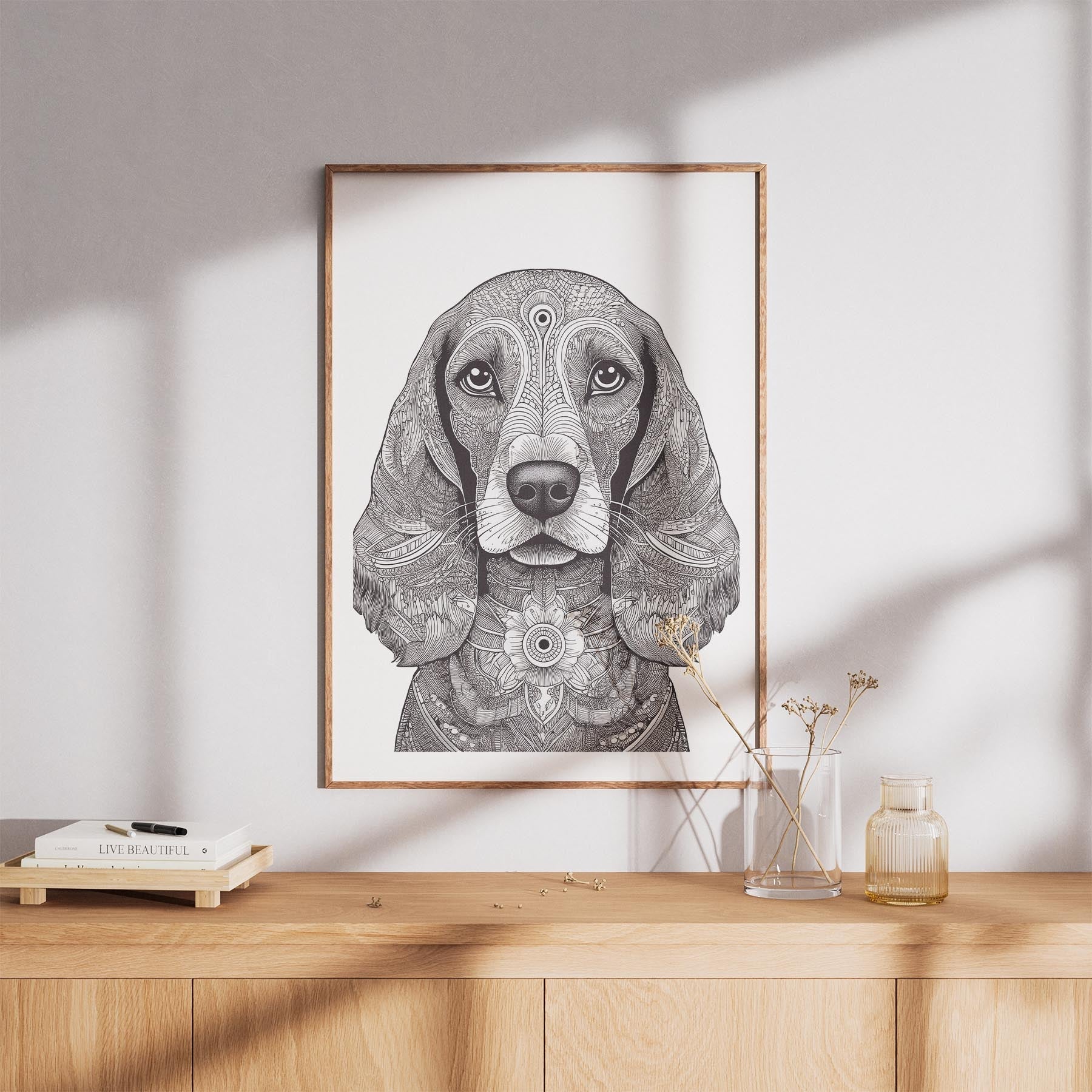 Cocker Spaniel Mandala Black and White Dog Series image 8