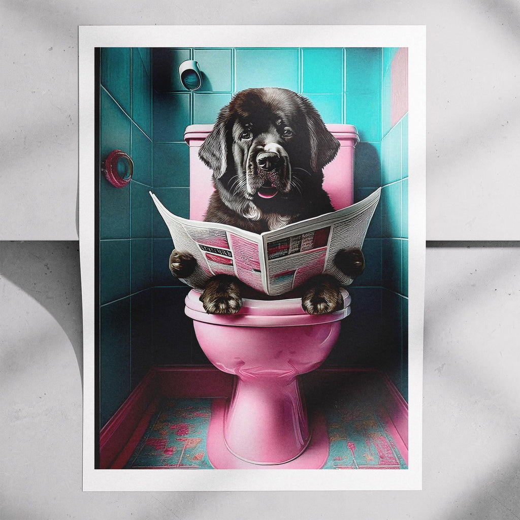 Newfoundland Toilet Dogs PInk and Turquise image 7