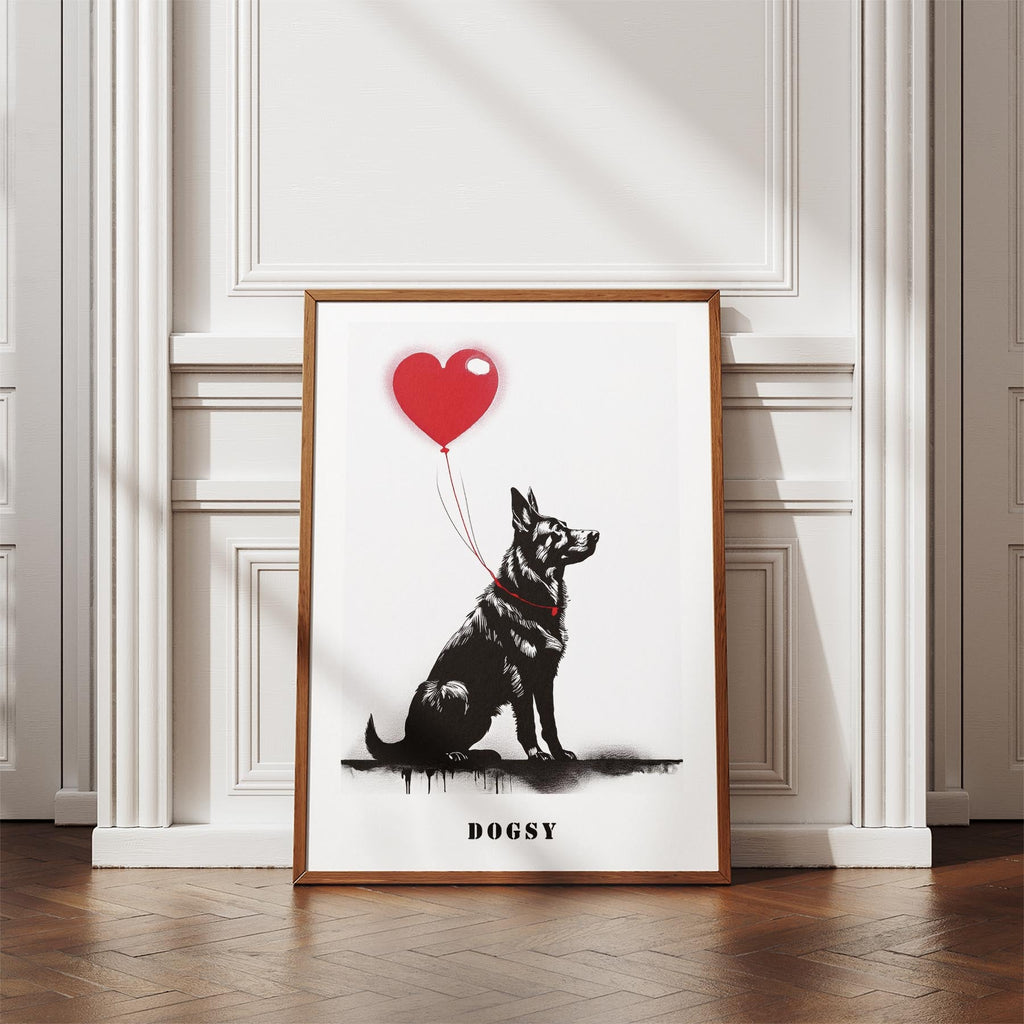 German Shepherd DOGSY Series inspired by the Art of Banksy with text Dogsy image 4
