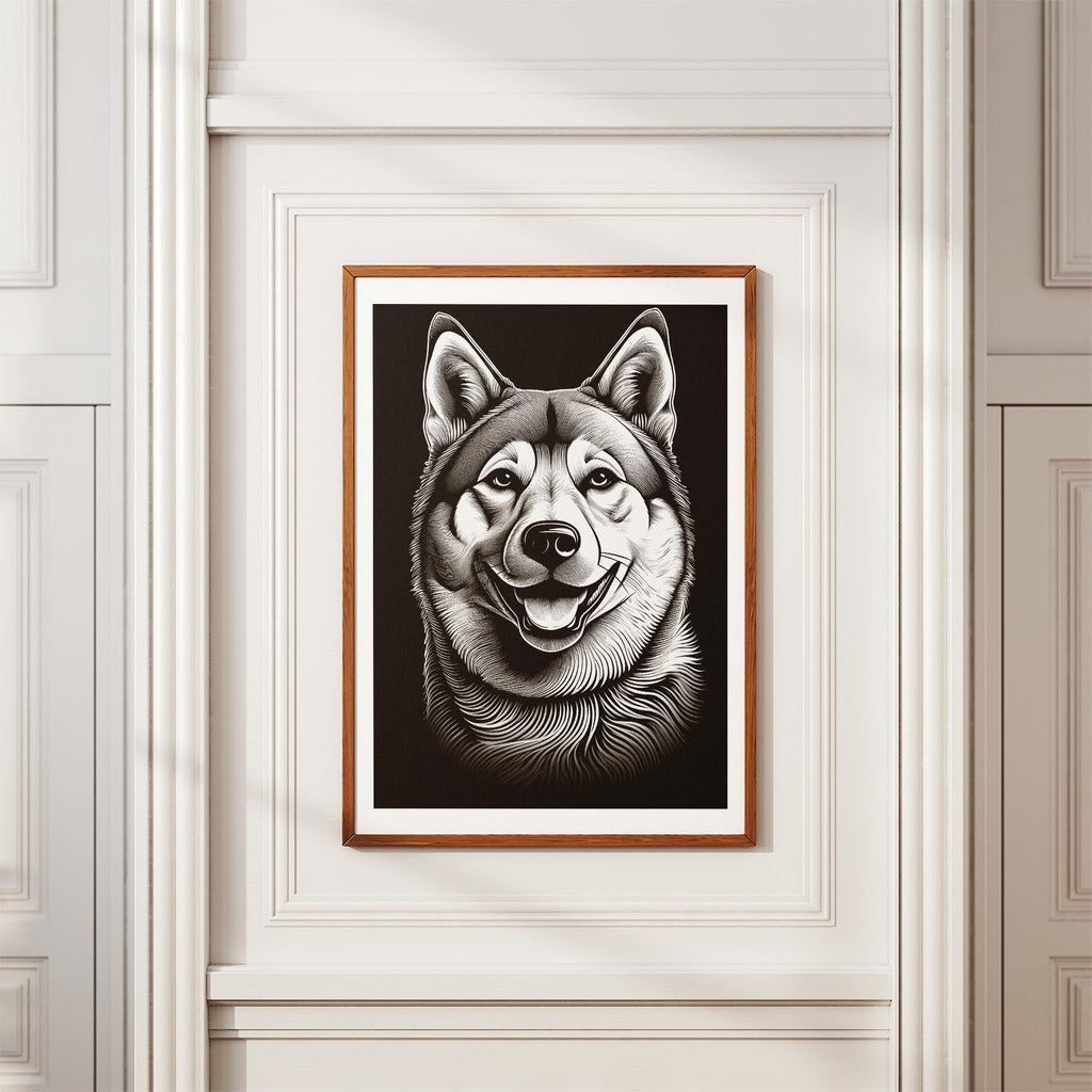 Akita Inu Line Dog Series in Black and White image 3