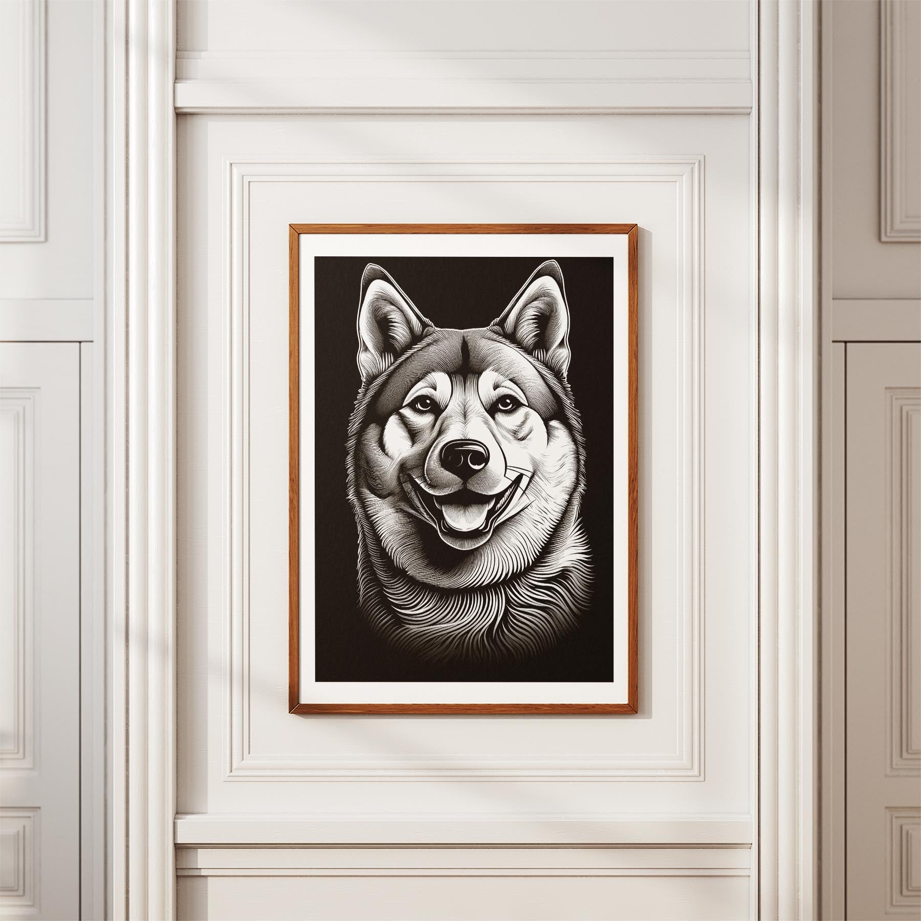 Akita Inu Line Dog Series in Black and White image 3