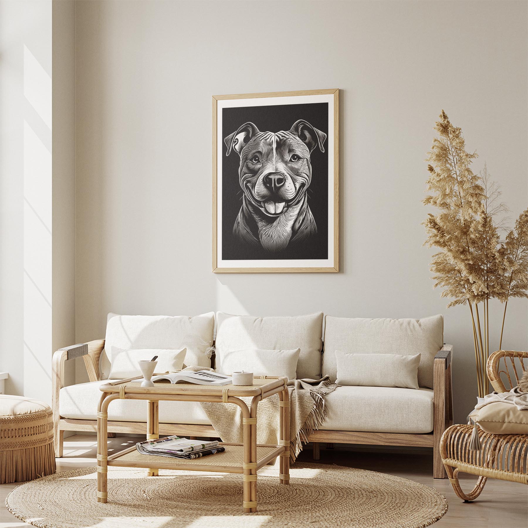 American Pitbull Terrier Line Dog Series in Black and White image 2