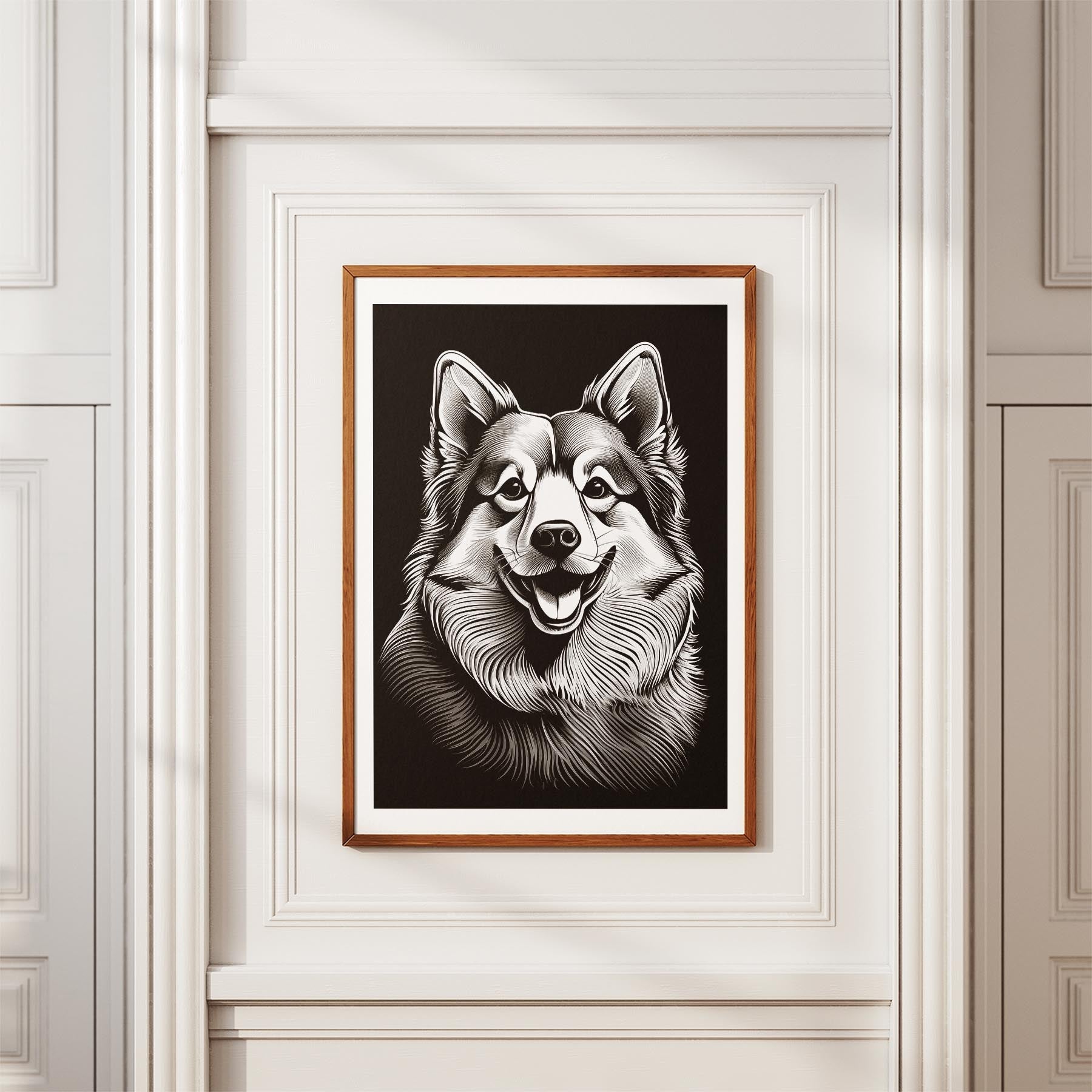 Finnish Lapphund Line Dog Series in Black and White image 3