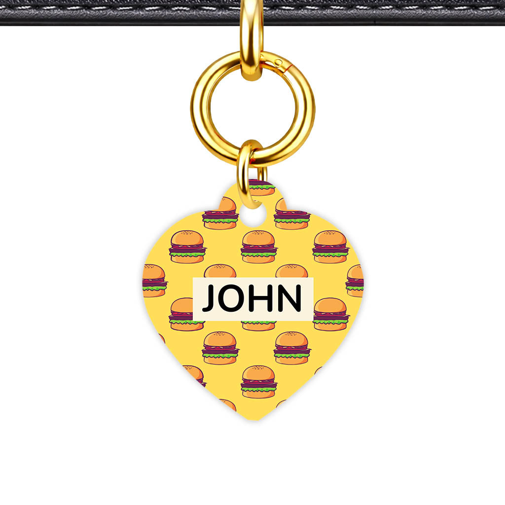 Burger Stack Heart Shape QR Smart Pet ID Tag - Front View