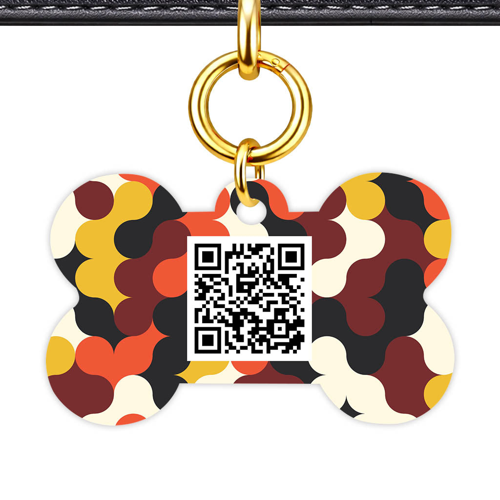 Retro Shapes QR Smart Pet Id Tag (Dog Tag & Cat Tag)