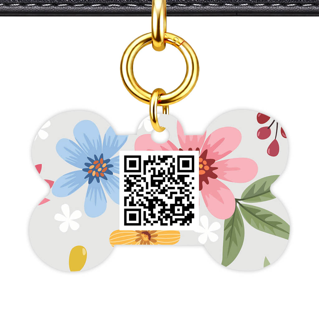 Soft Floral QR Smart Pet Id Tag (Dog Tag & Cat Tag)