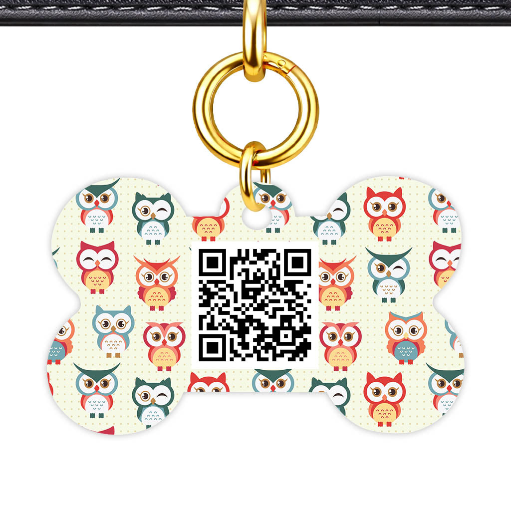 Owls QR Smart Pet Id Tag (Dog Tag & Cat Tag)