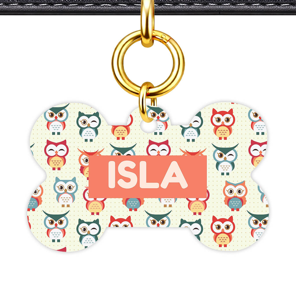 Owls QR Smart Pet Id Tag (Dog Tag & Cat Tag)