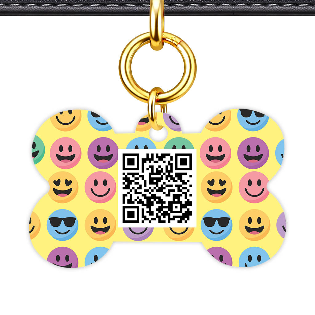 Smiley Faces QR Smart Pet Id Tag (Dog Tag & Cat Tag)