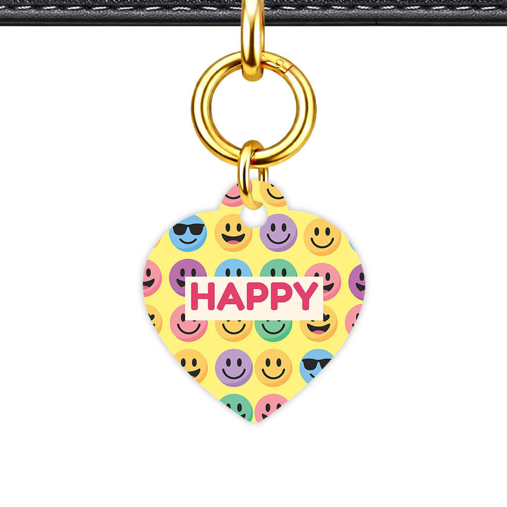 Mixed Classic Dog Tag Gold Classic Vol 24 | 5 Designs | Heart Bone Circle | Pet ID Tag - Classic Id Unique Smiley Faces Classic Pet Id Dog Tag And Cat Tag 2032