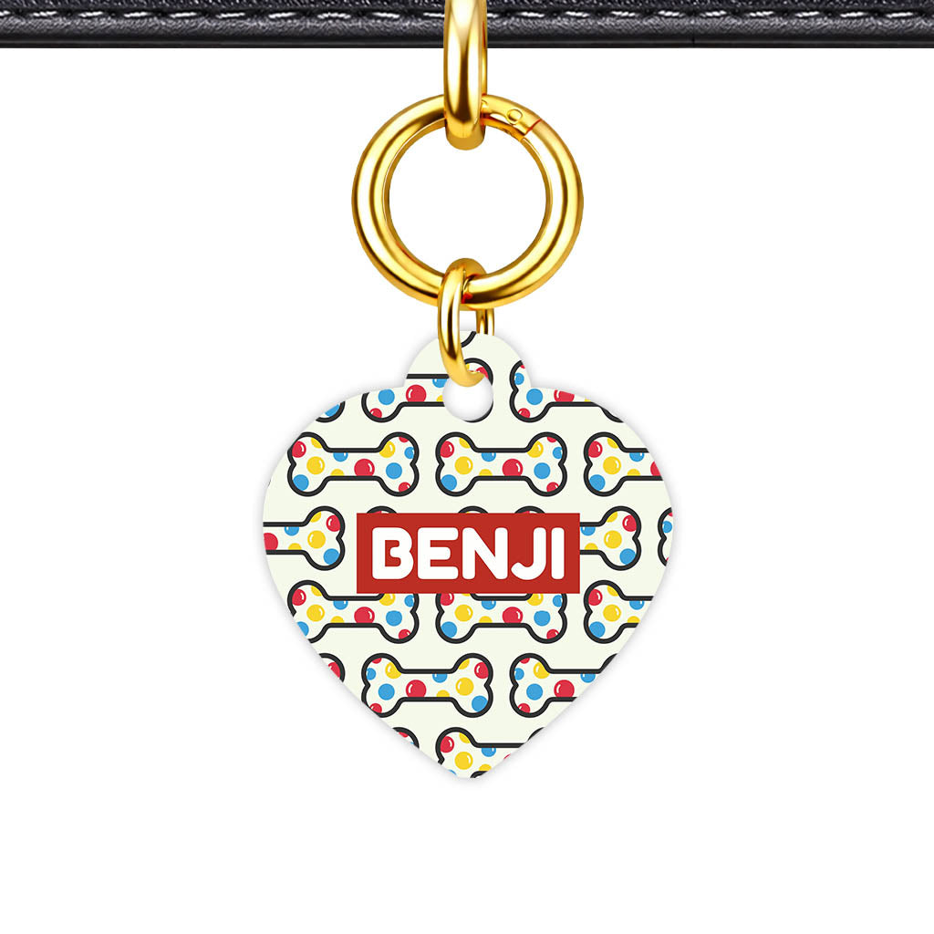 Patterns Dog Tag Gold QR Smart Vol 4 | 5 Designs | Heart Bone Circle | Pet ID Tag - Qr Smart Id Unique Dotti Dog Bones Qr Smart Pet Id Dog Tag And Cat Tag 2035