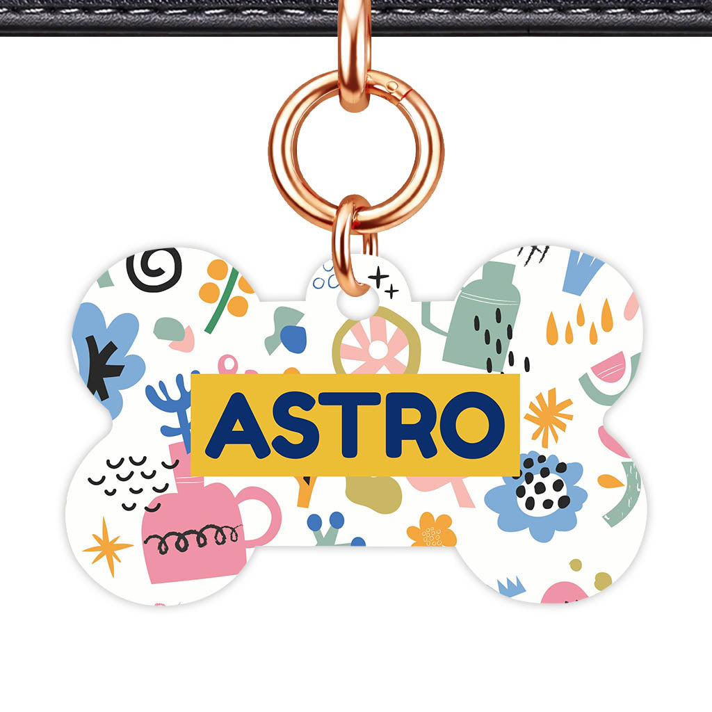 Bold Florals QR Smart Pet Id Tag (Dog Tag & Cat Tag)