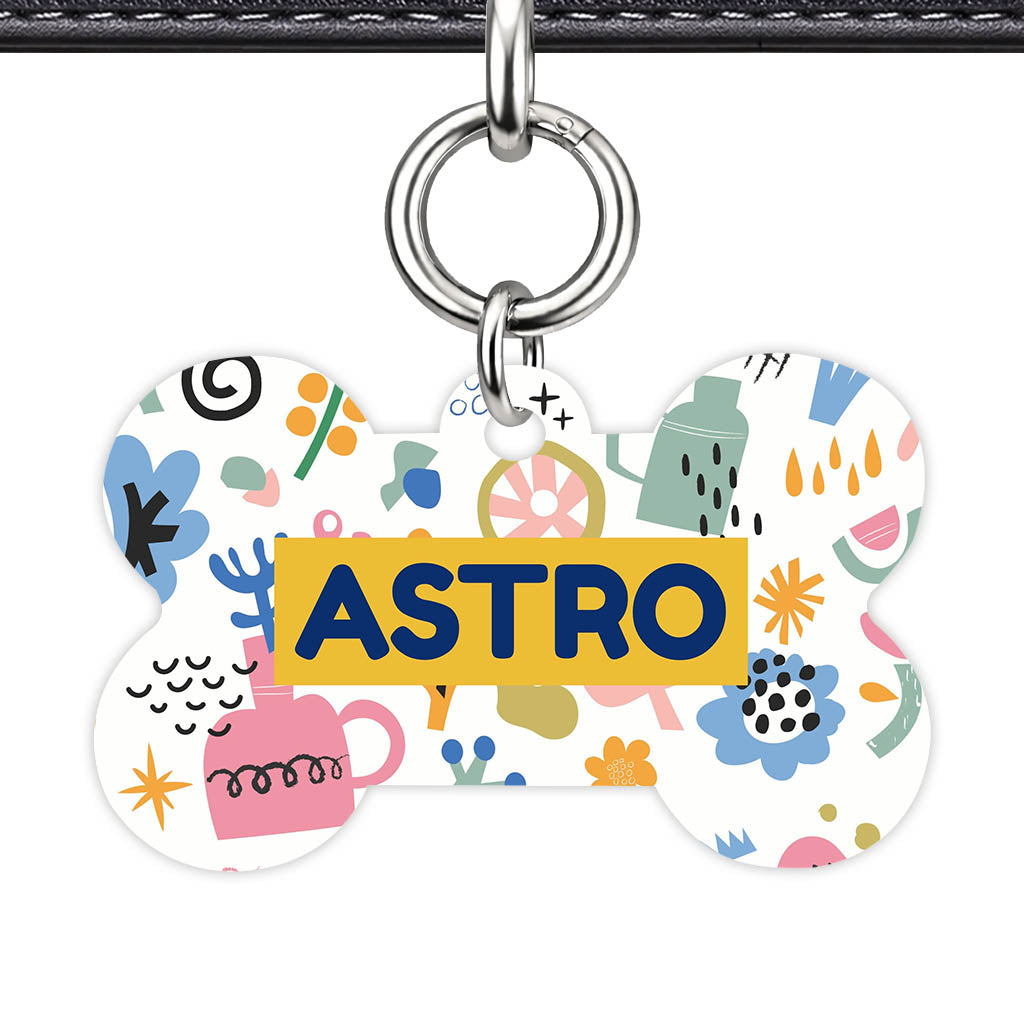 Bold Florals QR Smart Pet Id Tag (Dog Tag & Cat Tag)