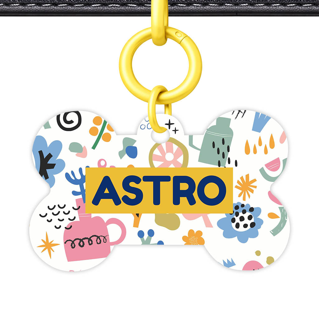 Bold Florals QR Smart Pet Id Tag (Dog Tag & Cat Tag)