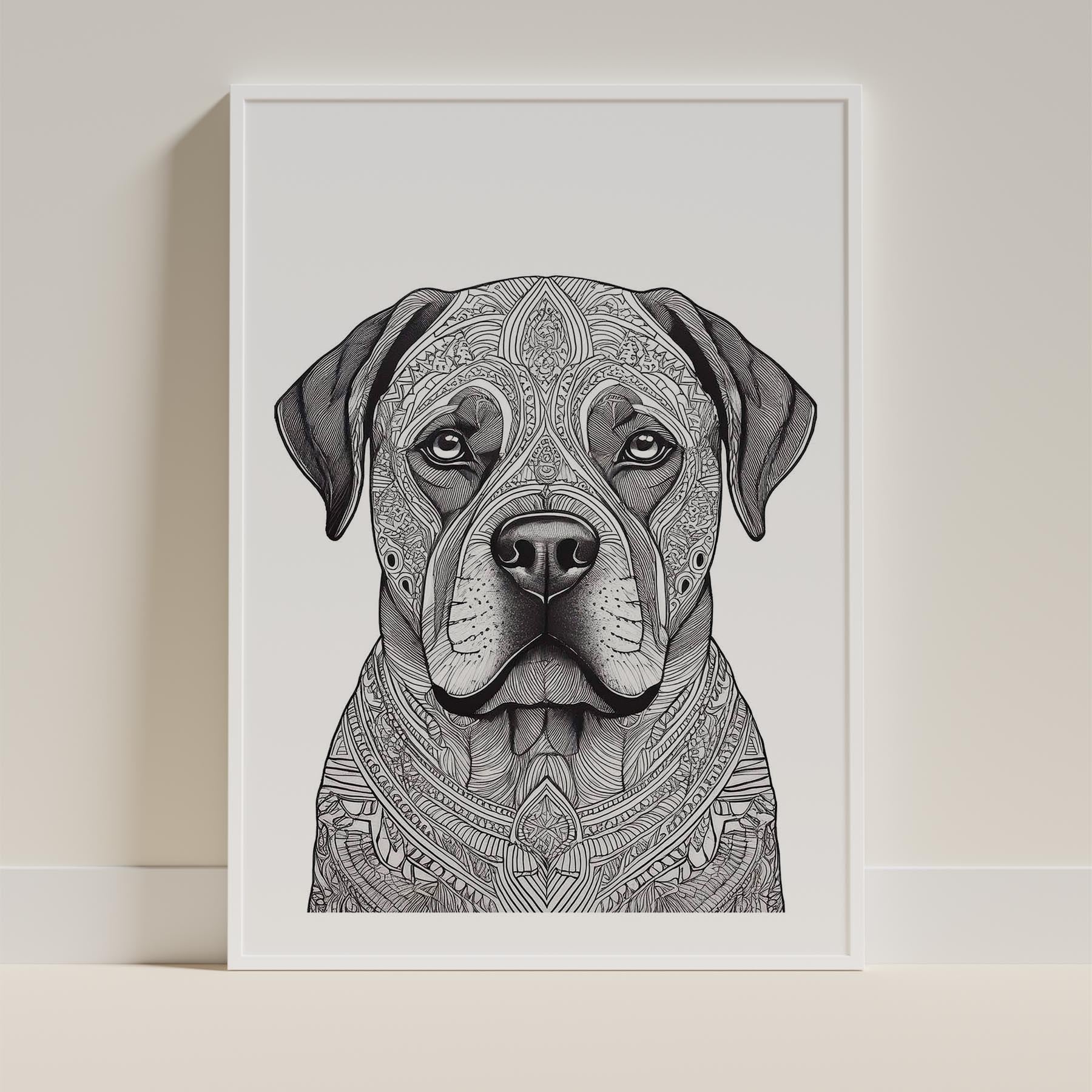 Bullmastiff Mandala Black and White Dog Series image 9