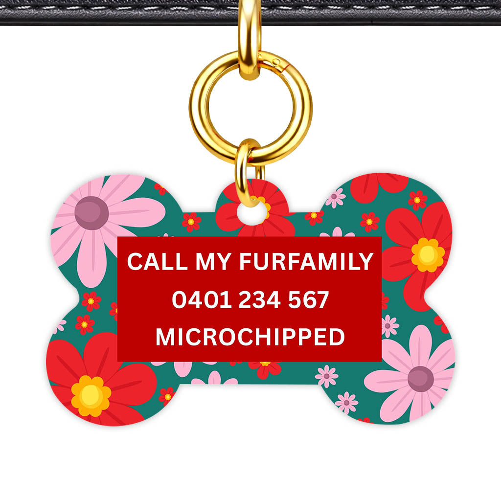 Pink Flowers Classic Pet Id (Dog Tag & Cat Tag)
