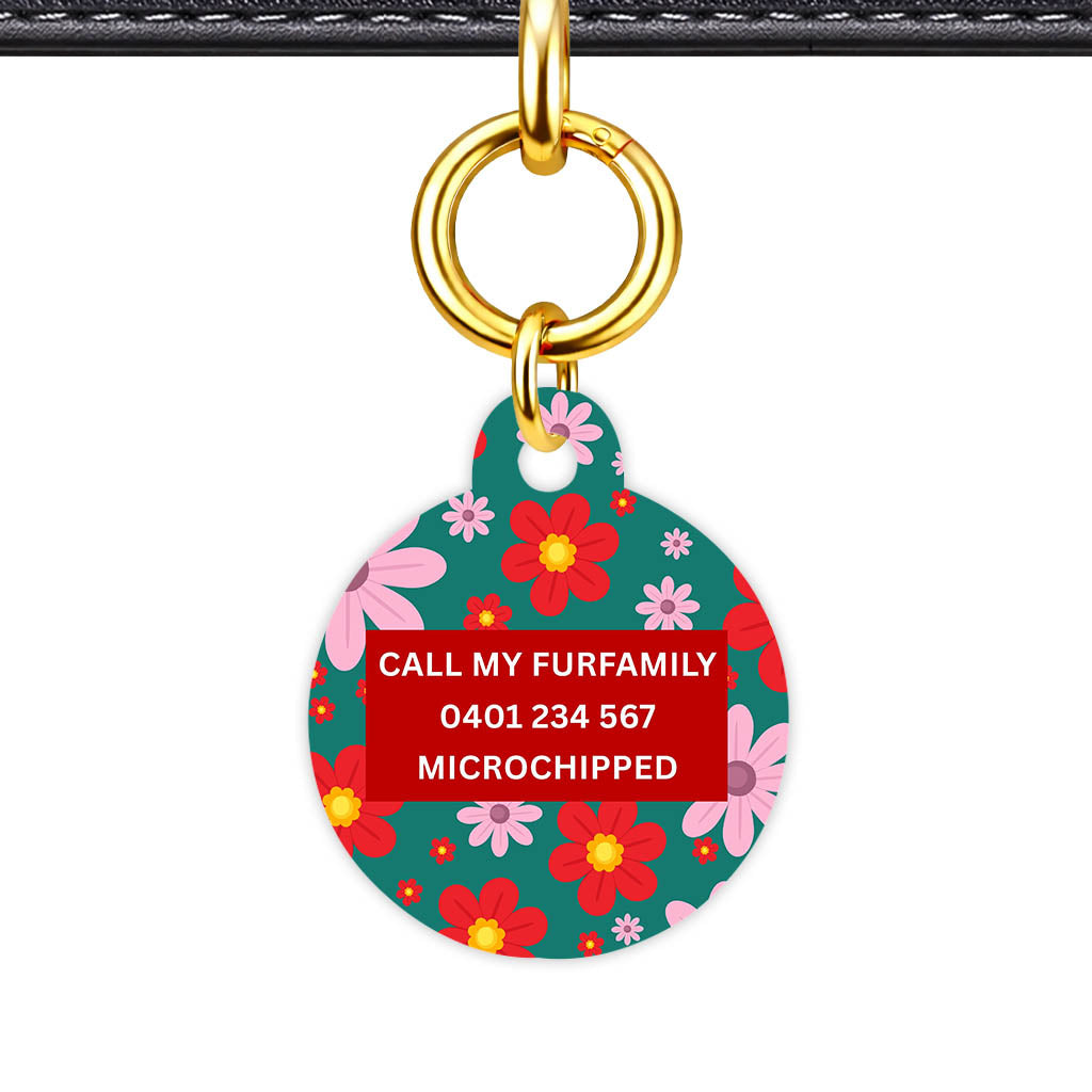 Pink Flowers Classic Pet Id (Dog Tag & Cat Tag)