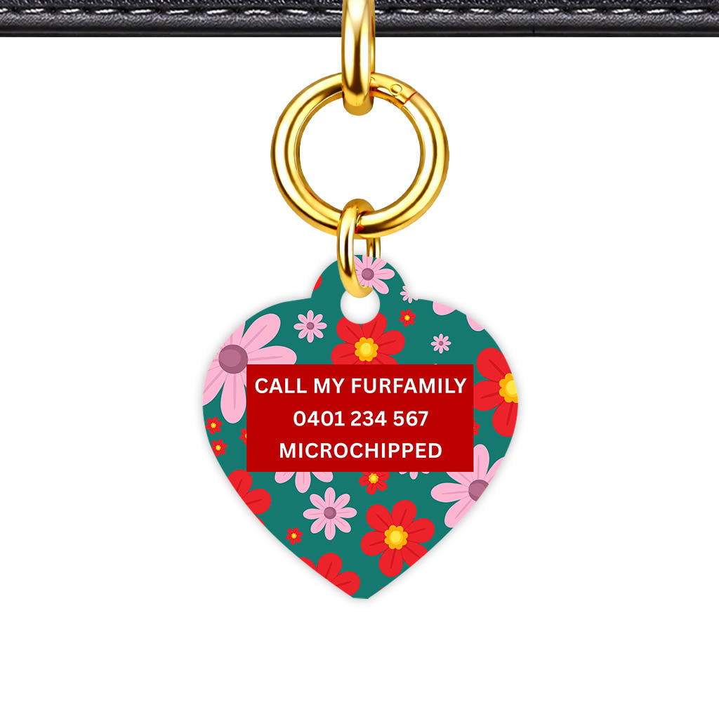 Pink Flowers Classic Pet Id (Dog Tag & Cat Tag)