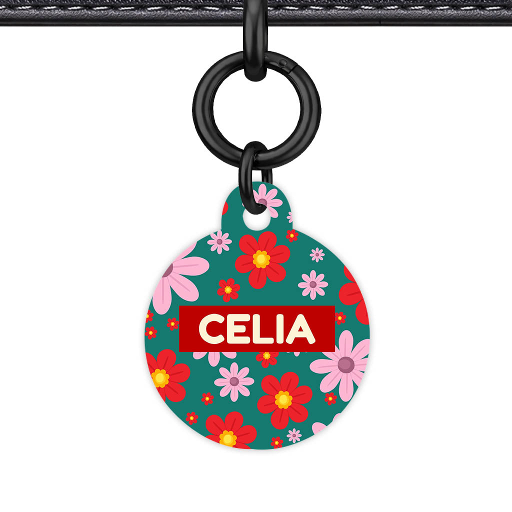 Pink Flowers QR Smart Pet Id Tag (Dog Tag & Cat Tag)