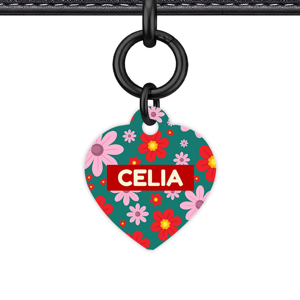 Pink Flowers QR Smart Pet Id Tag (Dog Tag & Cat Tag)