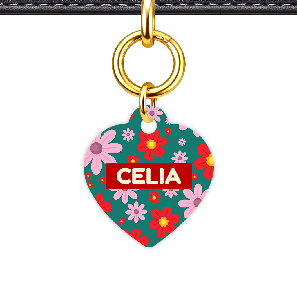 Pink Flowers QR Smart Pet Id Tag (Dog Tag & Cat Tag)