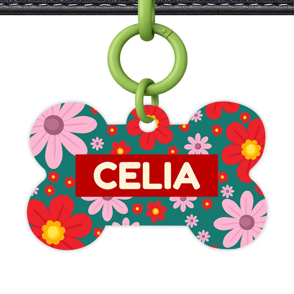Pink Flowers Classic Pet Id (Dog Tag & Cat Tag)