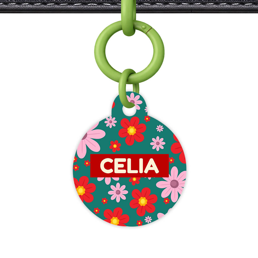 Pink Flowers Classic Pet Id (Dog Tag & Cat Tag)