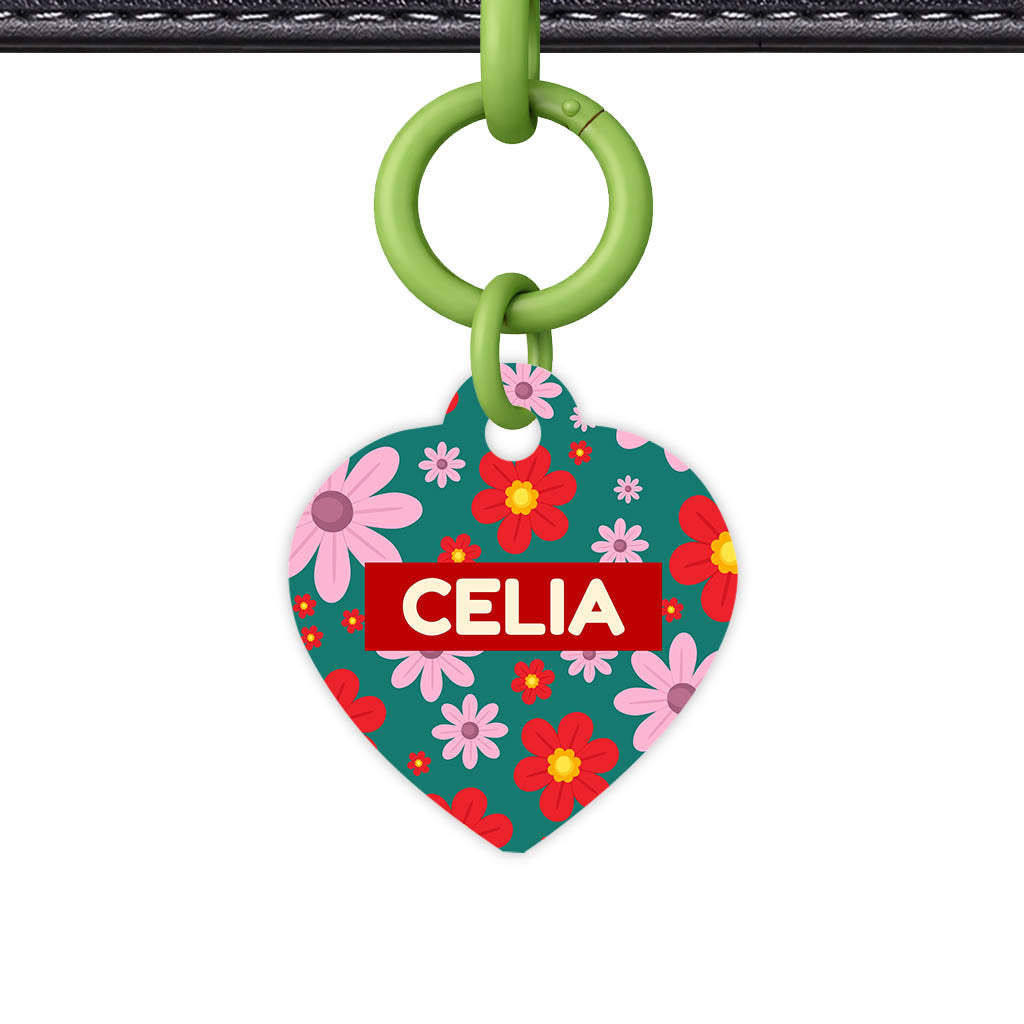 Pink Flowers QR Smart Pet Id Tag (Dog Tag & Cat Tag)