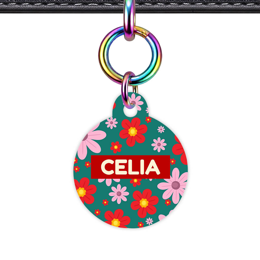 Pink Flowers Classic Pet Id (Dog Tag & Cat Tag)