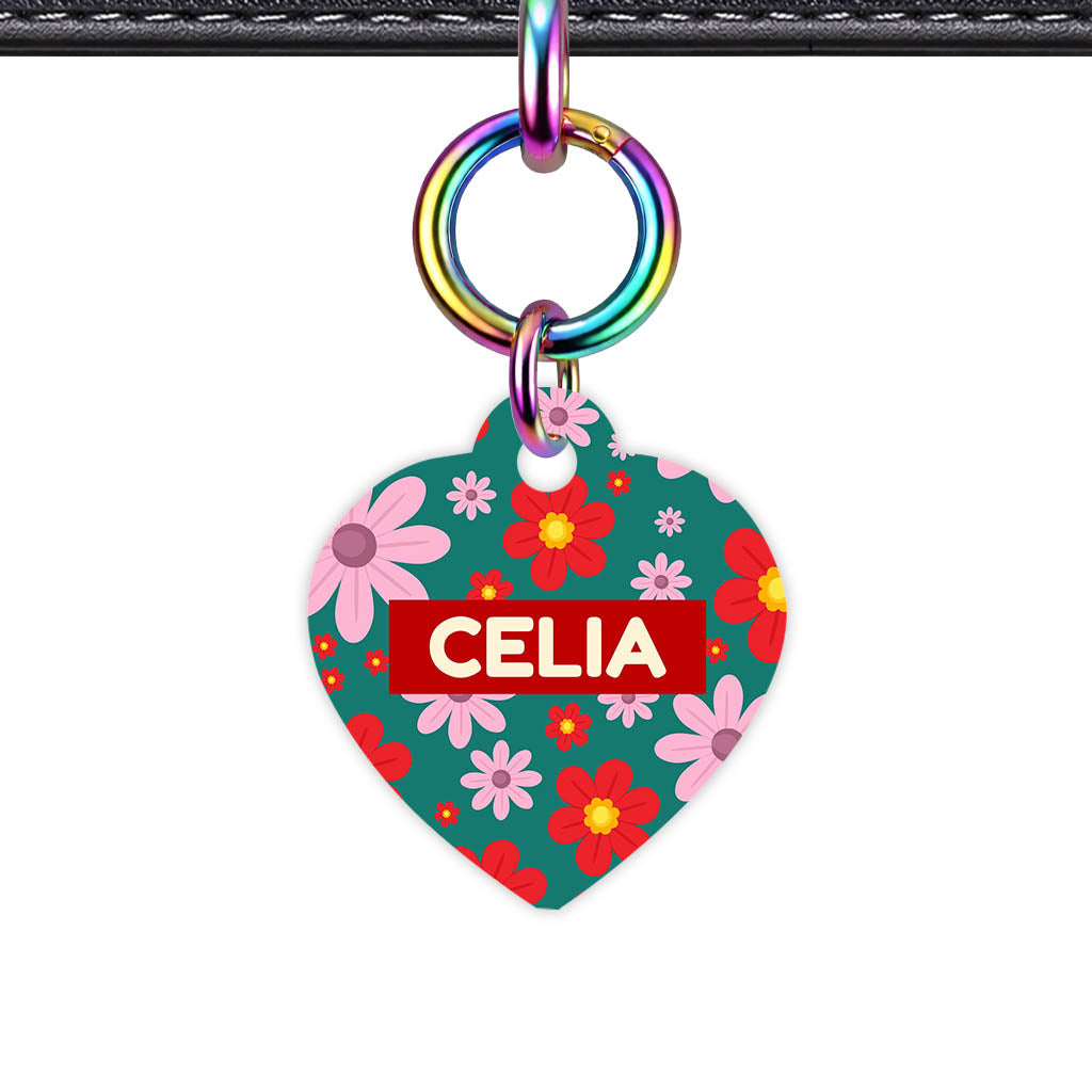 Pink Flowers QR Smart Pet Id Tag (Dog Tag & Cat Tag)